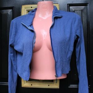 Cropped Blue Light Jacket With Thumb Holes- Womens Medium